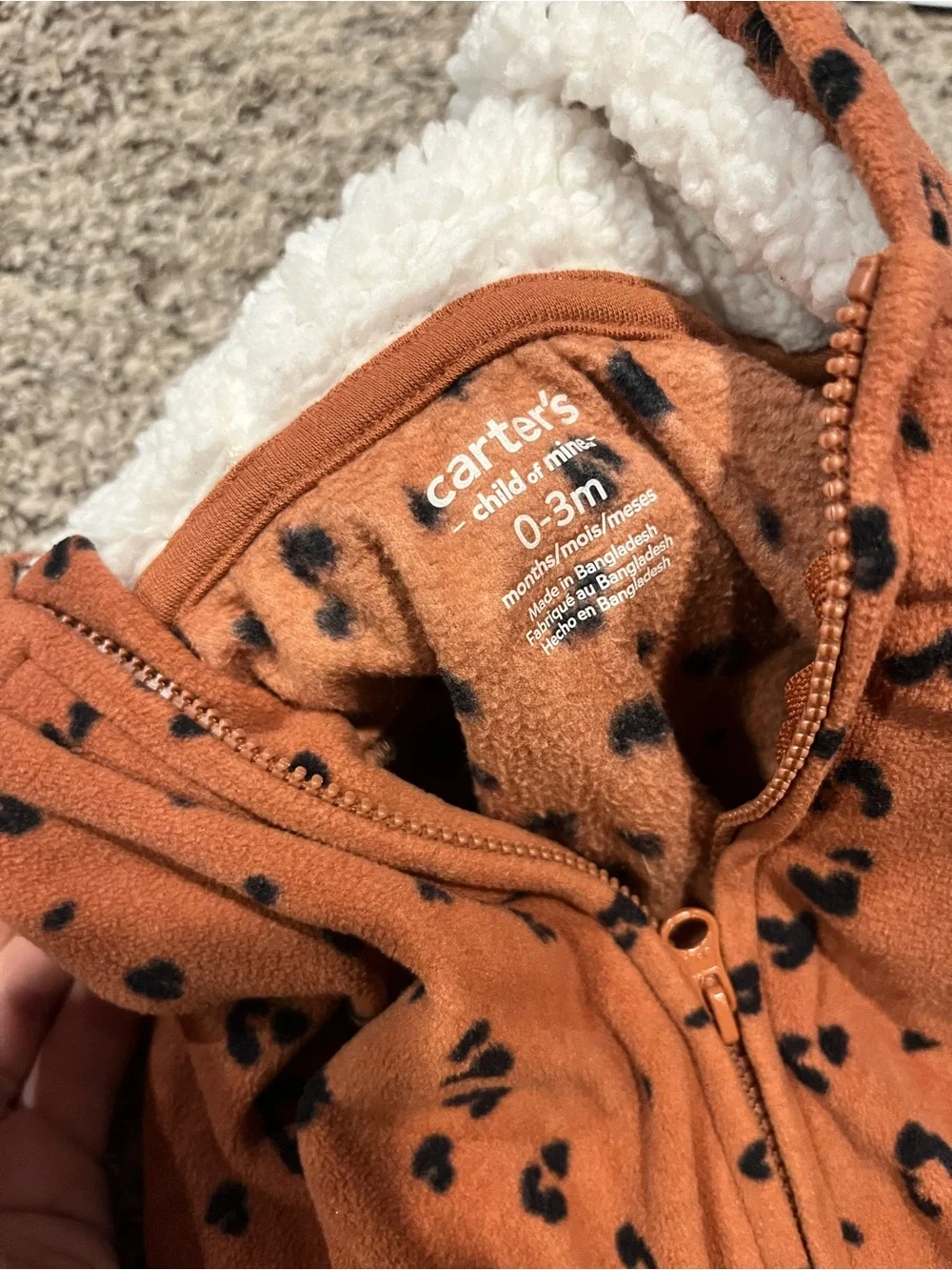 Carter's Rust Leopard Sherpa-Lined Hooded Jacket